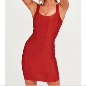 Missguided red bandage mini dress